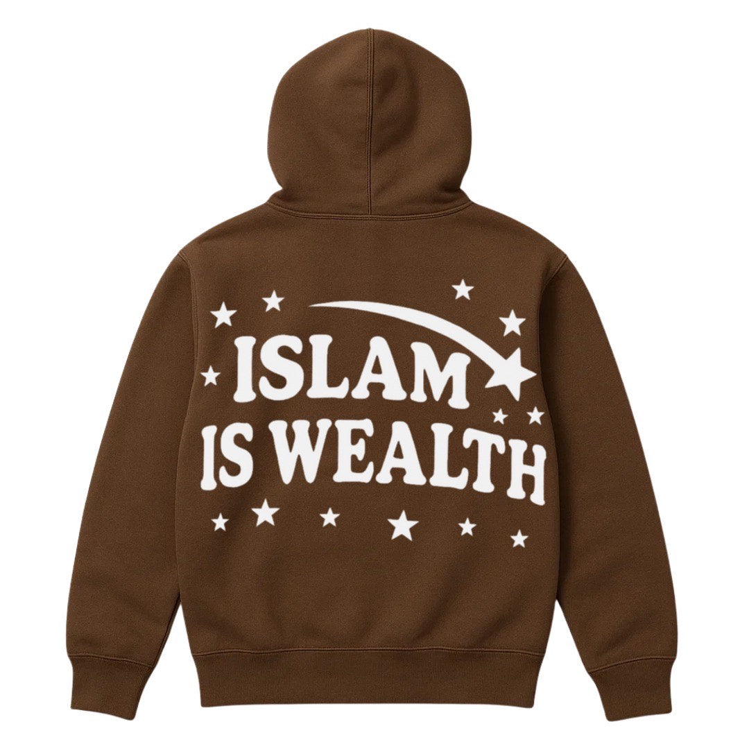 Brown Puff Print Hoodie