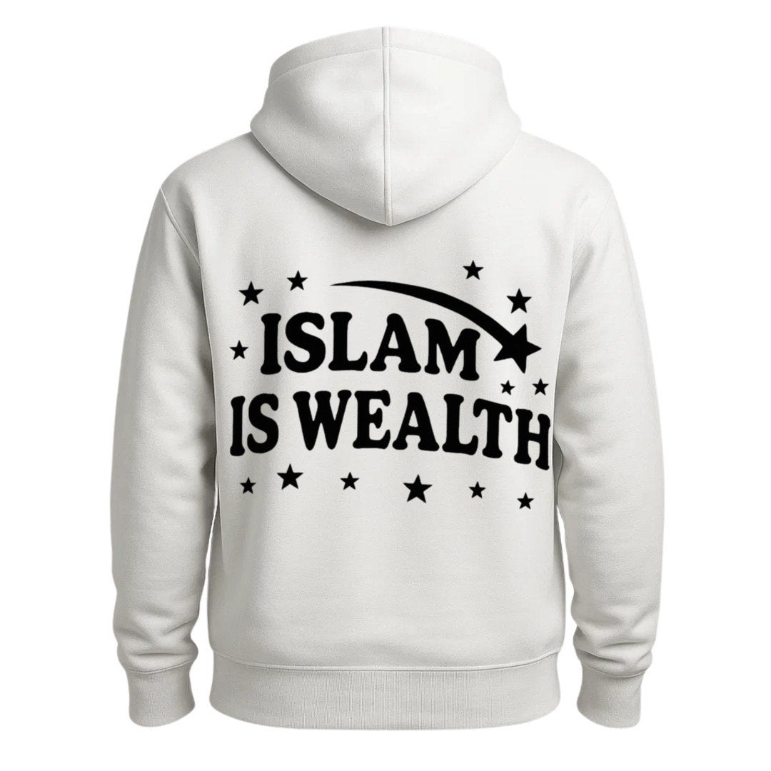 White Puff Print Hoodie